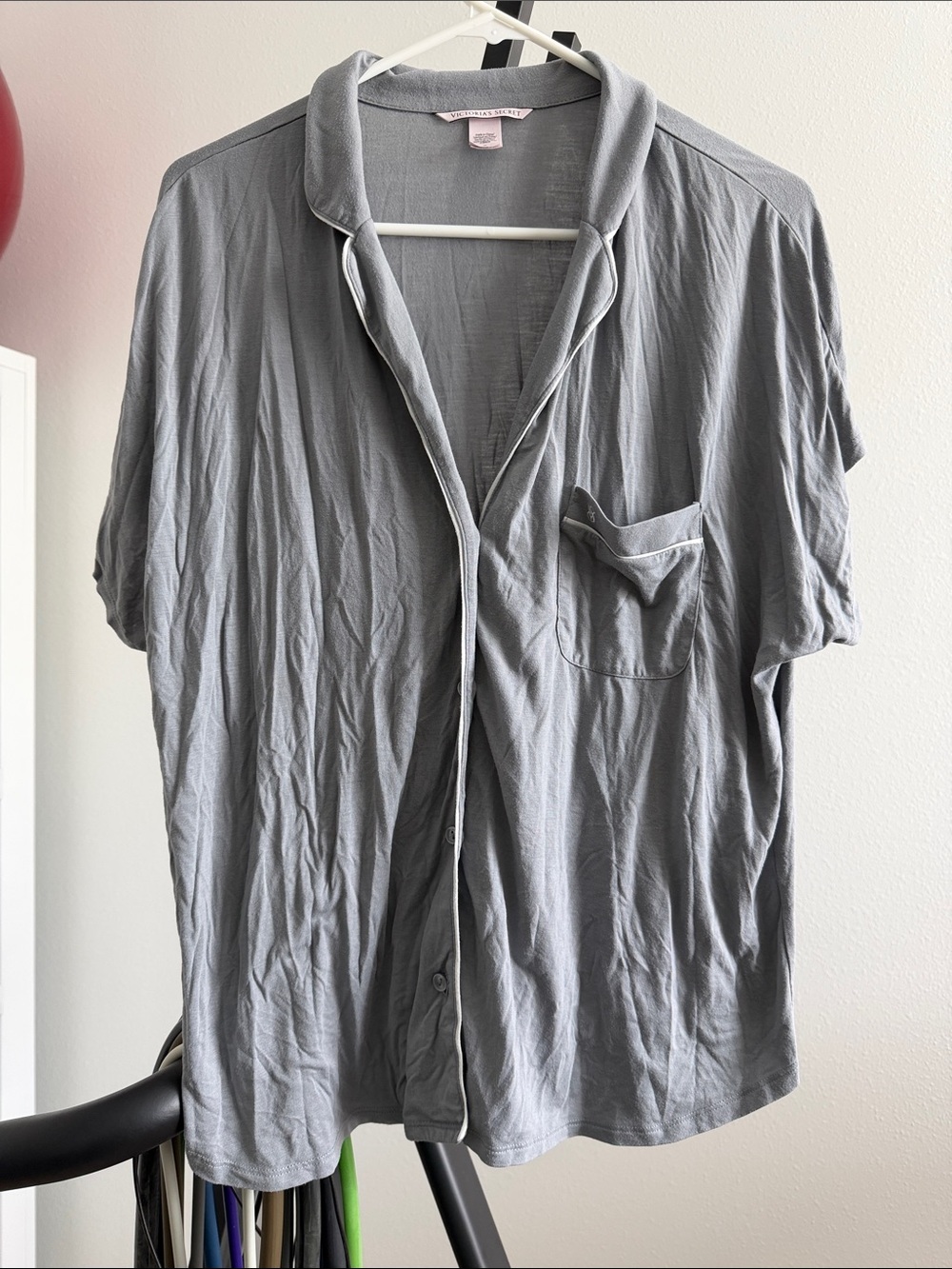 Victoria's Secret Gray Short Sleeve Pajama Top and shorts